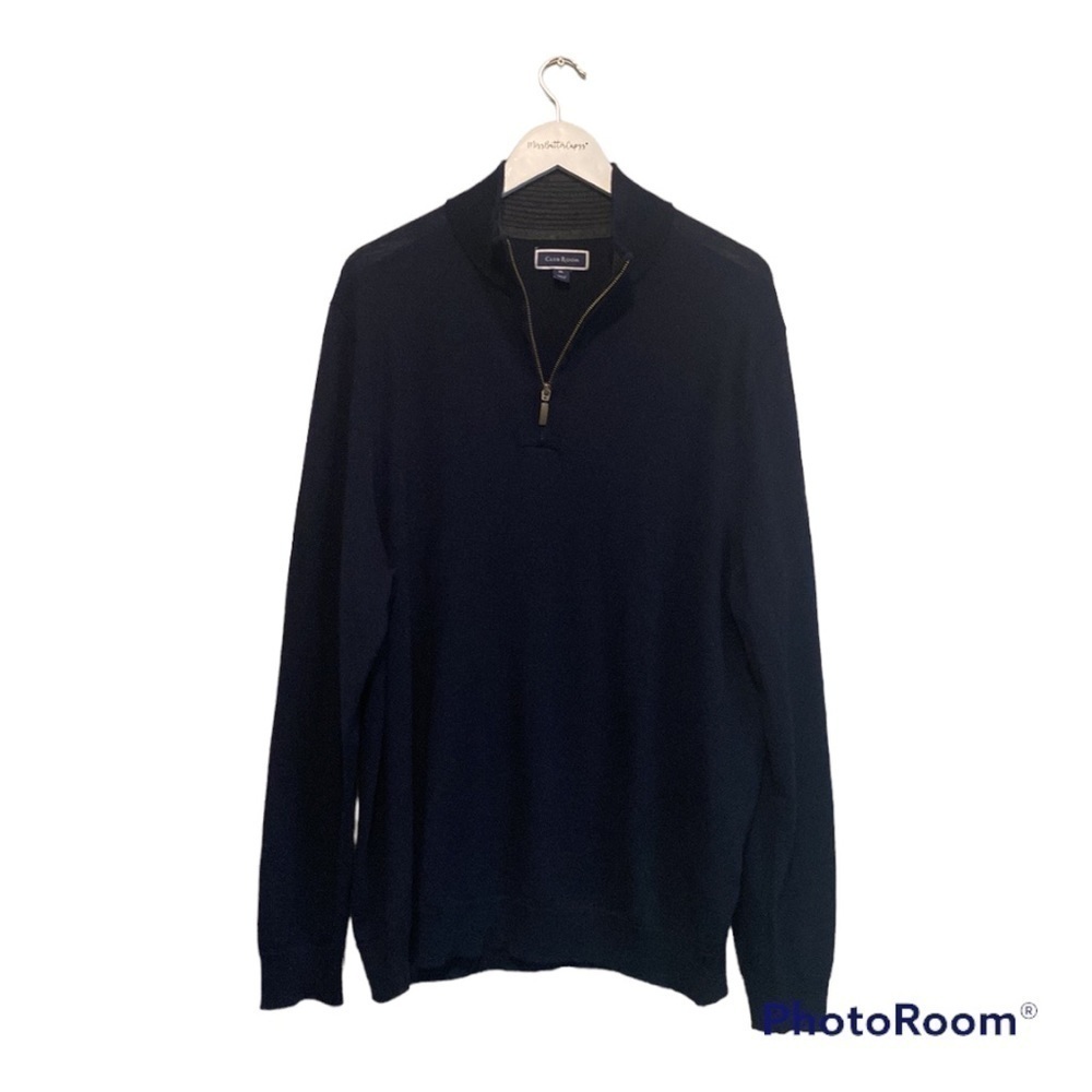Club room Mens Navy 1/4 Zip Wool Mix Pullover Sweater | XL
